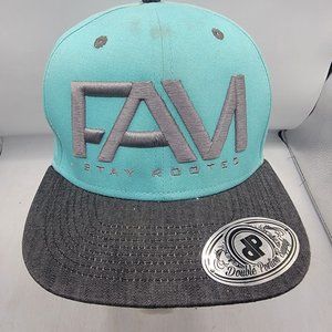 FAM Hawaii Stay Rooted Adults Light Blue Snapback Hat Cap Double Portion Supply